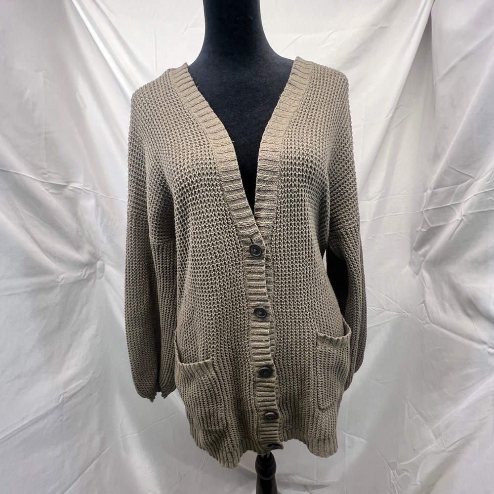 American Eagle Women's Taupe Knit Cardigan Button Front Pockets XS/S
